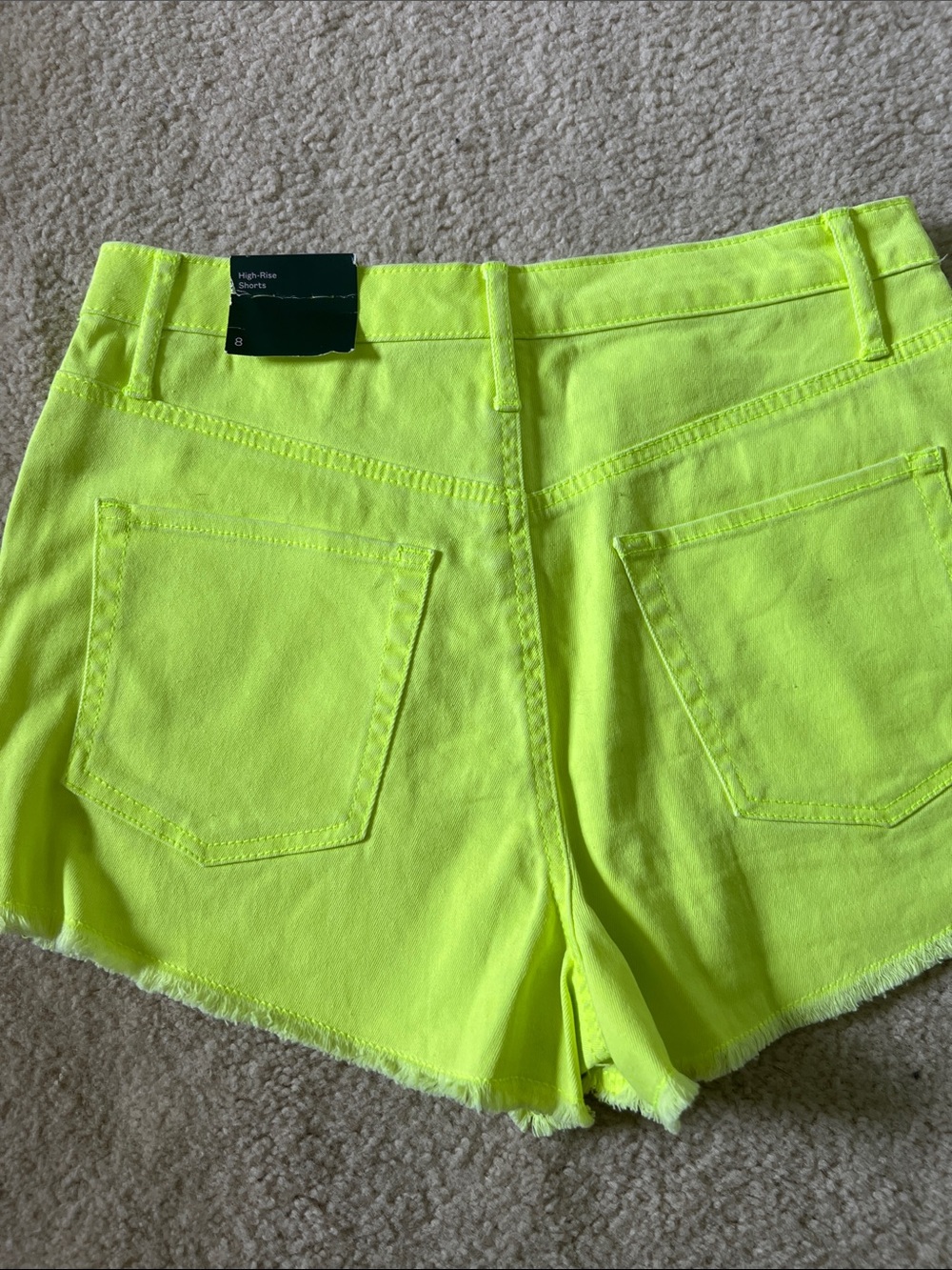 Wild Fable NWT Neon Yellow High-Rise Women’s Denim Shorts - Picture 3 of 4
